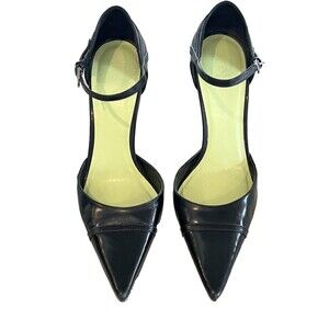 Tommy Hilfiger Black High Heel Pumps with Strap Vero Cuoio SZ 8 1/2